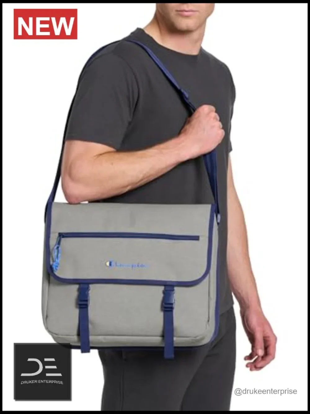 Messenger Bag With Padded Laptop Sleeve, Adjustable Strap, Polyester